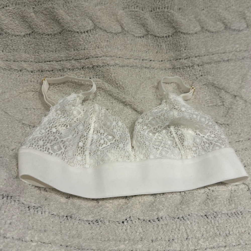 Lively White Lace Bralette Unlined Adjustable Straps Size medium